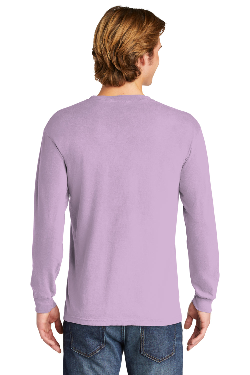 Comfort Colors 6014/C6014 Mens Long Sleeve Crewneck T-Shirt Orchid Purple Back
