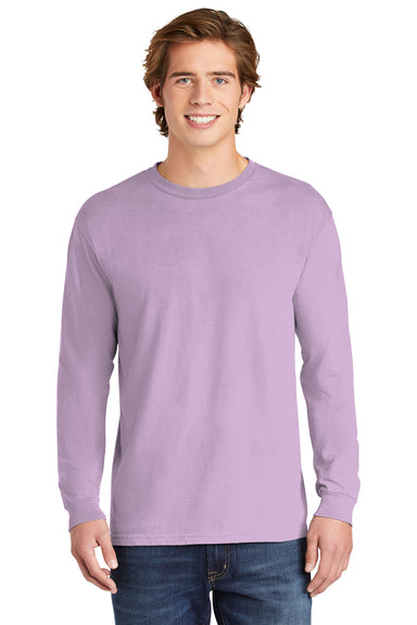 Comfort Colors 6014/C6014 Mens Long Sleeve Crewneck T-Shirt Orchid Purple Front
