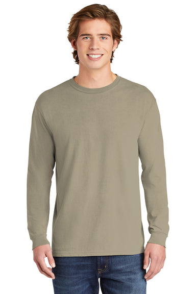 Comfort Colors 6014/C6014 Mens Long Sleeve Crewneck T-Shirt Sandstone Front