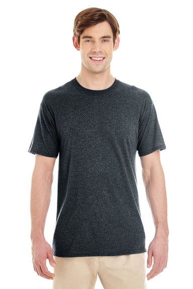 Jerzees 601MR Mens Short Sleeve Crewneck T-Shirt Heather Black Front