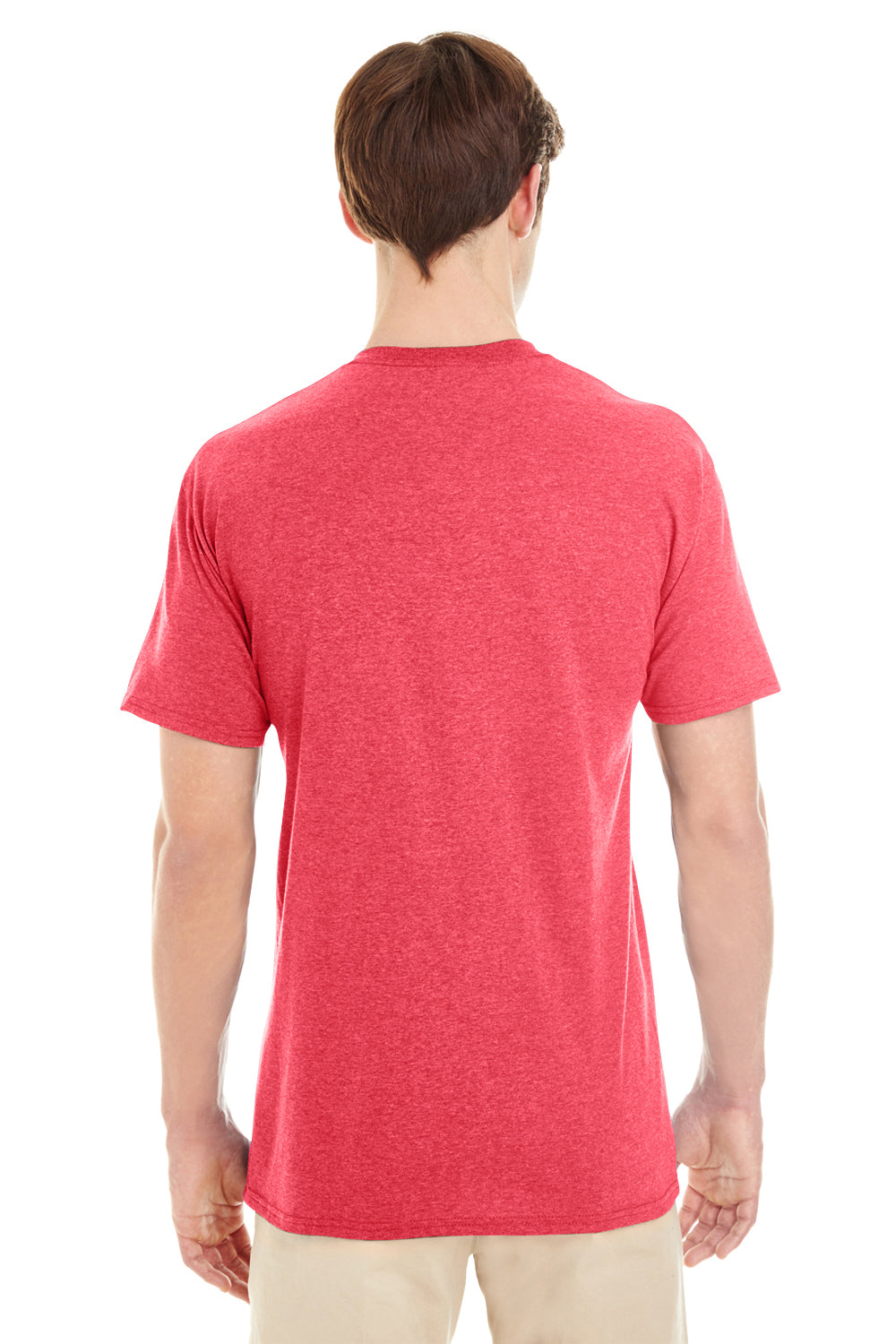 Jerzees 601MR Mens Short Sleeve Crewneck T-Shirt Heather Red Back