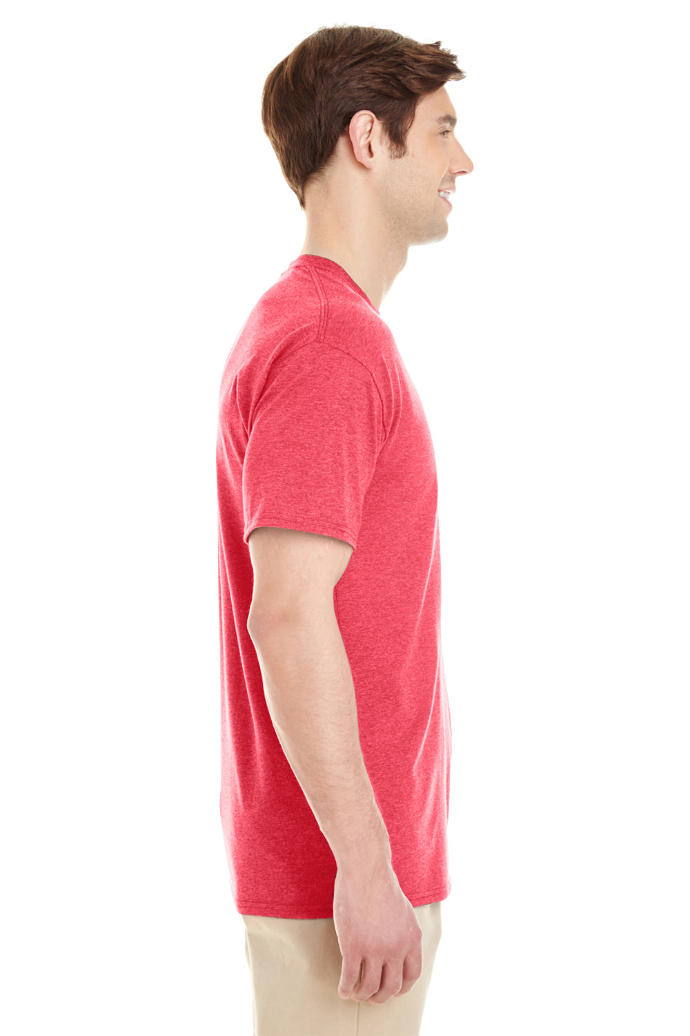 Jerzees 601MR Mens Short Sleeve Crewneck T-Shirt Heather Red Side