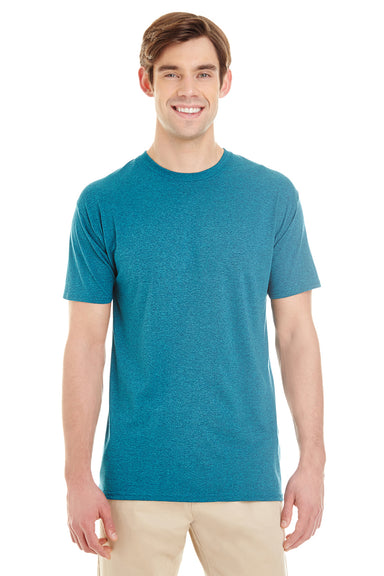 Jerzees 601MR Mens Short Sleeve Crewneck T-Shirt Heather Mosiac Blue Front