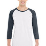 Jerzees Mens Moisture Wicking 3/4 Sleeve Crewneck T-Shirt - Heather White/Black - Closeout