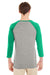 Jerzees 601RR Mens 3/4 Sleeve Crewneck T-Shirt Oxford Grey/Green Back