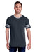 Jerzees 602MR Mens Varsity Ringer Short Sleeve Crewneck T-Shirt Heather Black/Oxford Grey Front