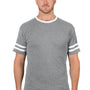 Jerzees Mens Moisture Wicking Varsity Ringer Short Sleeve Crewneck T-Shirt - Heather Oxford Grey/White - Closeout