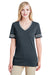 Jerzees 602WVR Womens Varsity Ringer Short Sleeve V-Neck T-Shirt Heather Black/Oxford Grey Front