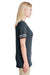 Jerzees 602WVR Womens Varsity Ringer Short Sleeve V-Neck T-Shirt Heather Black/Oxford Grey Side
