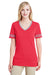 Jerzees 602WVR Womens Varsity Ringer Short Sleeve V-Neck T-Shirt Heather Red/Oxford Grey Front