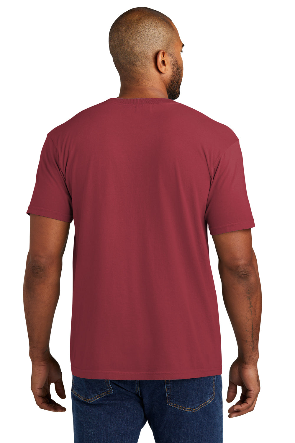Comfort Colors Mens Short Sleeve Crewneck T-Shirt w/ Pocket Chili Red Back