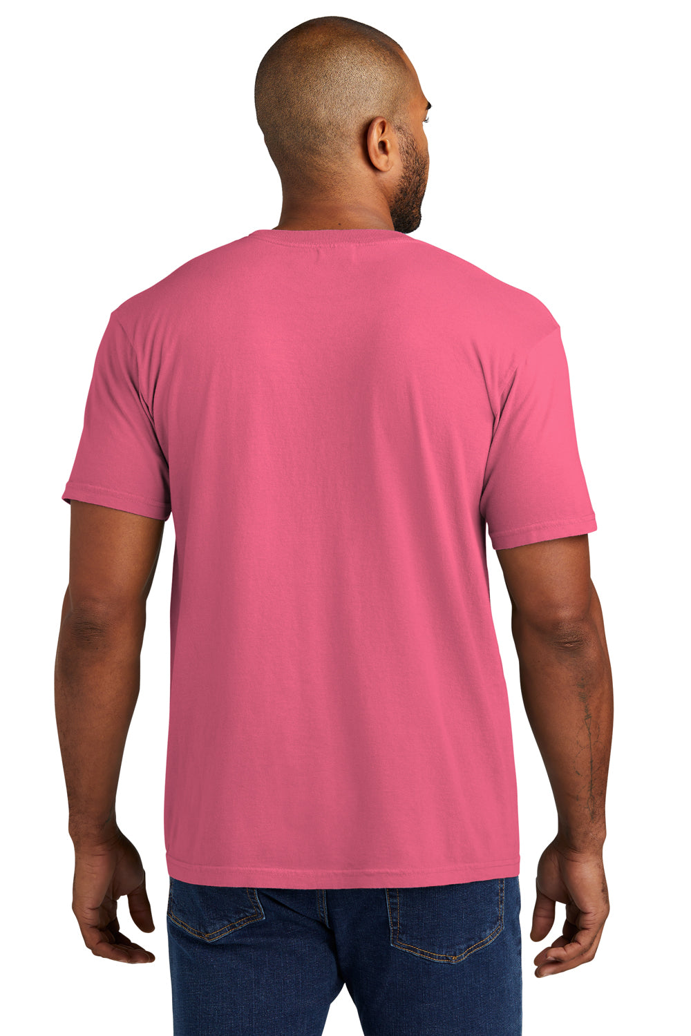 Comfort Colors Mens Short Sleeve Crewneck T-Shirt w/ Pocket Crunchberry Pink Back