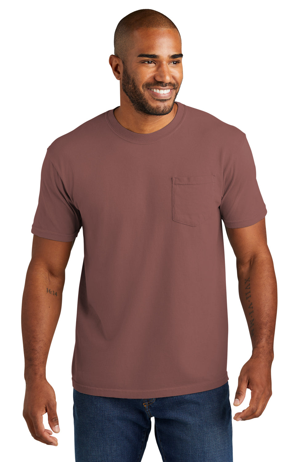 Comfort Colors Mens Short Sleeve Crewneck T-Shirt w/ Pocket Cumin Front