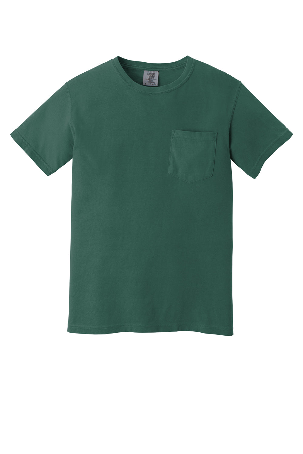 Comfort Colors Mens Short Sleeve Crewneck T-Shirt w/ Pocket Emerald Green Flat Front