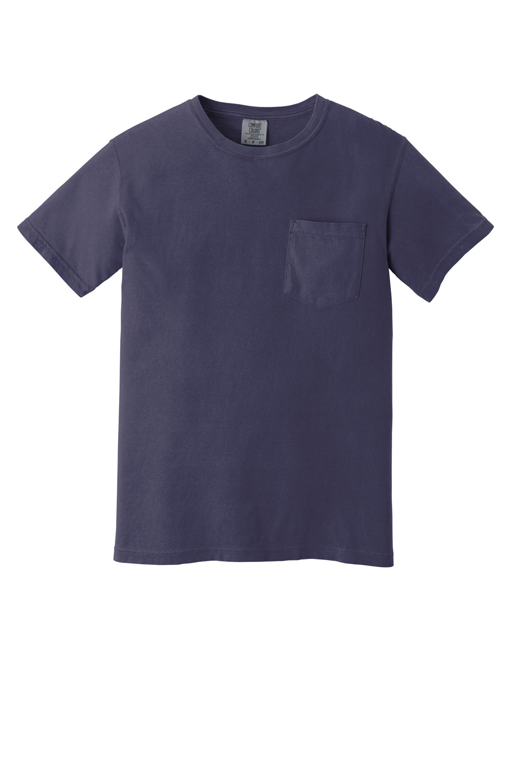 Comfort Colors Mens Short Sleeve Crewneck T-Shirt w/ Pocket Grape Purple Flat Front