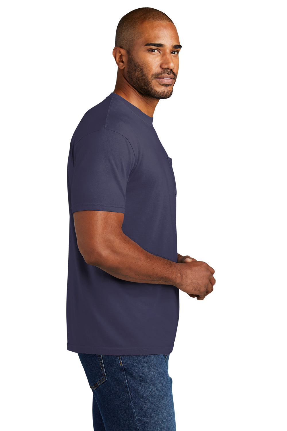 Comfort Colors Mens Short Sleeve Crewneck T-Shirt w/ Pocket Grape Purple Side