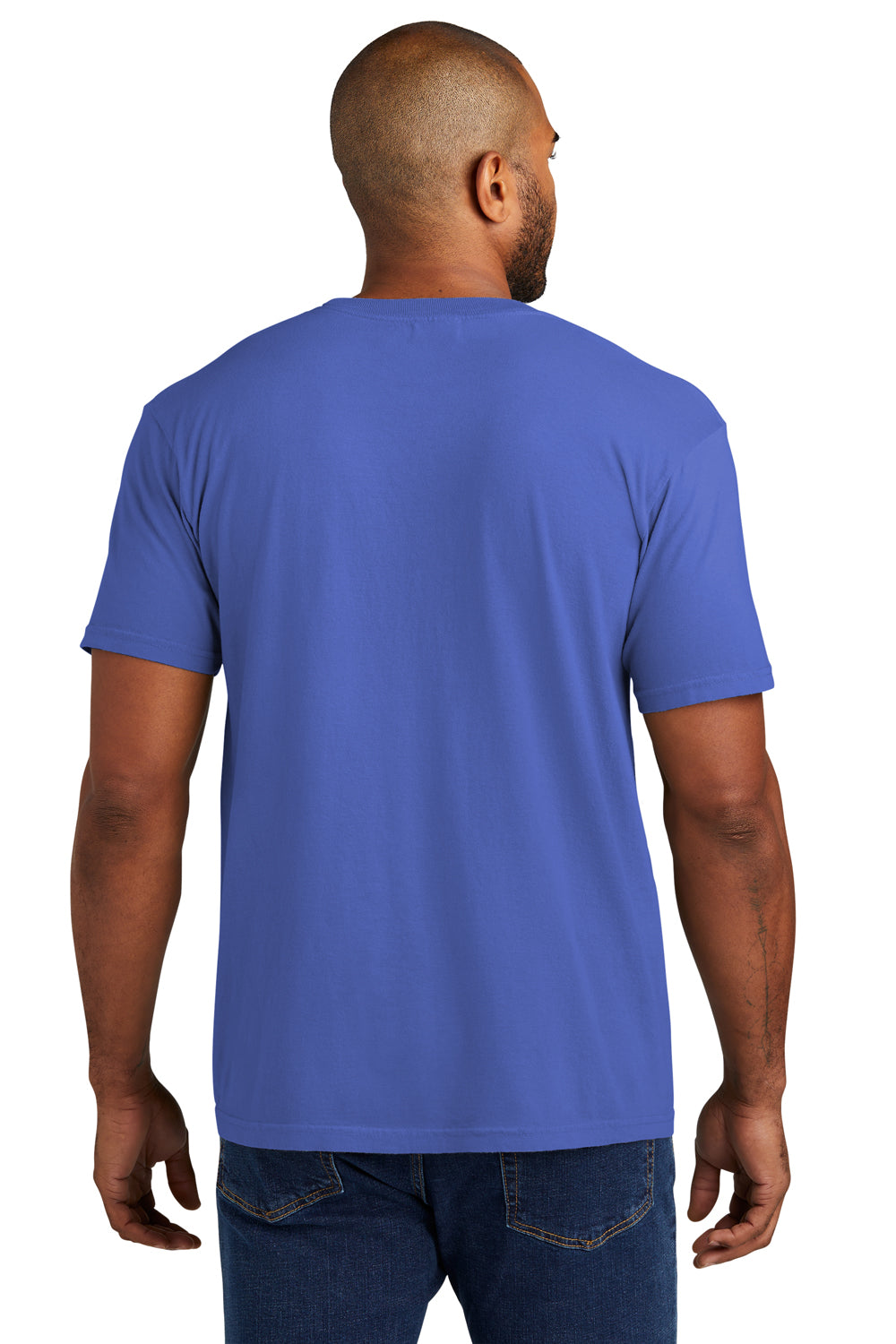 Comfort Colors Mens Short Sleeve Crewneck T-Shirt w/ Pocket Mystic Blue Back