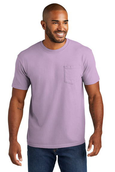 Comfort Colors Mens Short Sleeve Crewneck T-Shirt w/ Pocket Orchid Purple Front