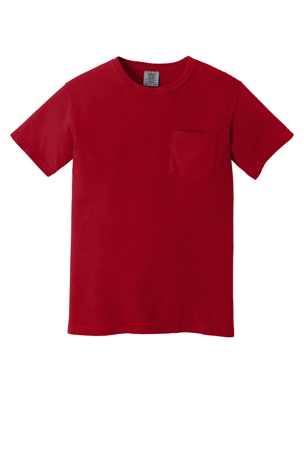 Comfort Colors Mens Short Sleeve Crewneck T-Shirt w/ Pocket Red Flat Front
