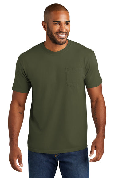 Comfort Colors Mens Short Sleeve Crewneck T-Shirt w/ Pocket Sage Green Front