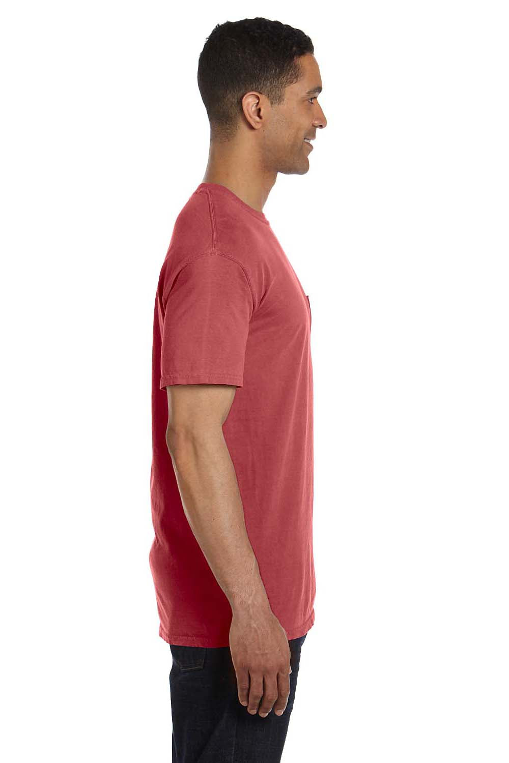 Comfort Colors 6030CC Mens Short Sleeve Crewneck T-Shirt w/ Pocket Crimson Red Side