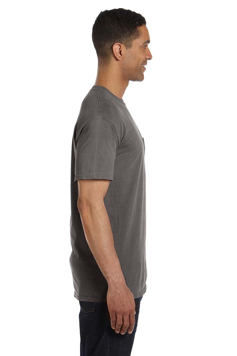 Comfort Colors 6030CC Mens Short Sleeve Crewneck T-Shirt w/ Pocket Pepper Grey Side