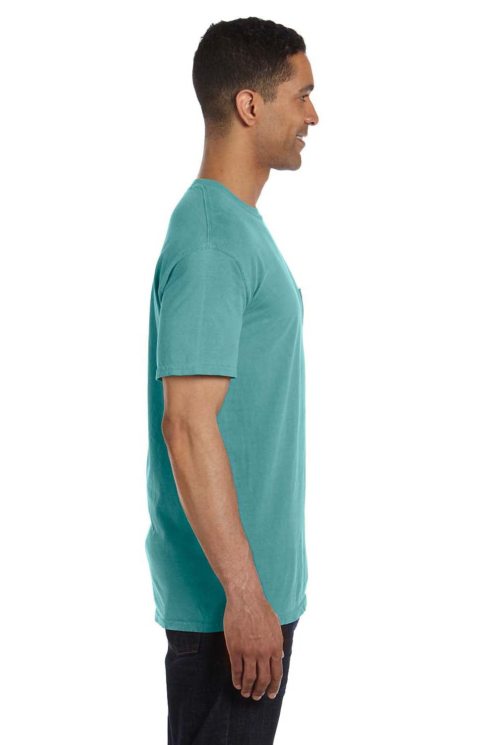 Comfort Colors 6030CC Mens Short Sleeve Crewneck T-Shirt w/ Pocket Seafoam Green Side