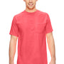 Comfort Colors Mens Short Sleeve Crewneck T-Shirt w/ Pocket - Neon Red Orange