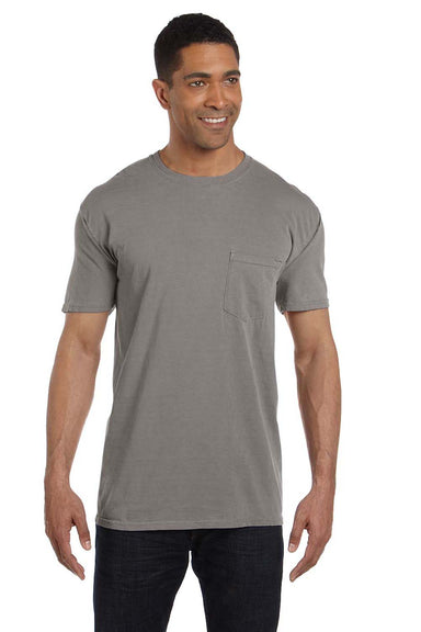 Comfort Colors 6030CC Mens Short Sleeve Crewneck T-Shirt w/ Pocket Grey Front