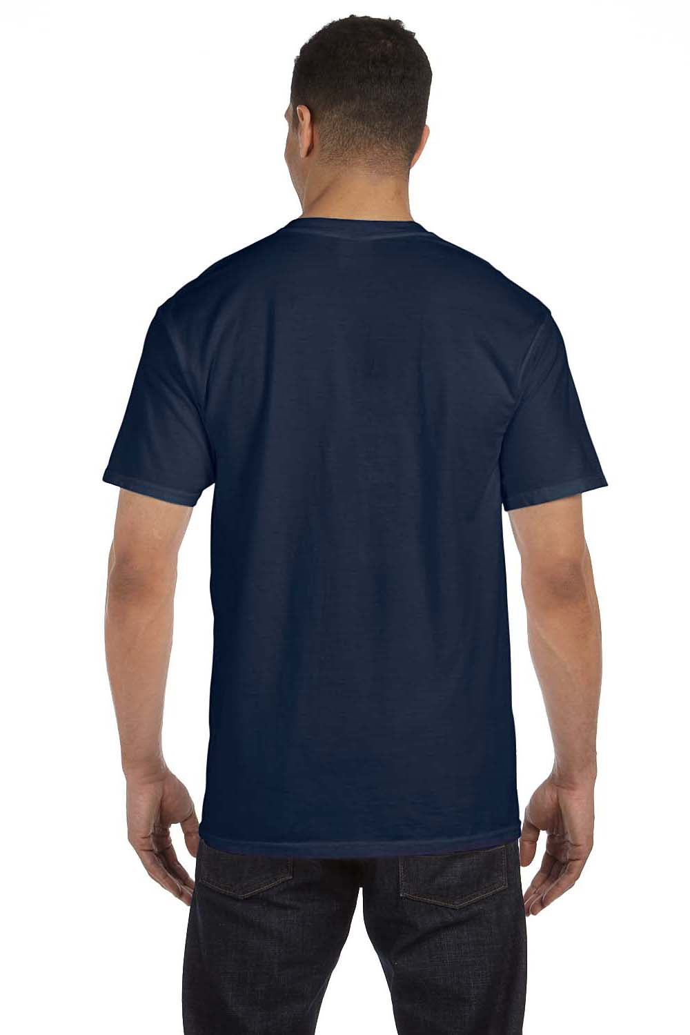 Comfort Colors 6030CC Mens Short Sleeve Crewneck T-Shirt w/ Pocket Navy Blue Back