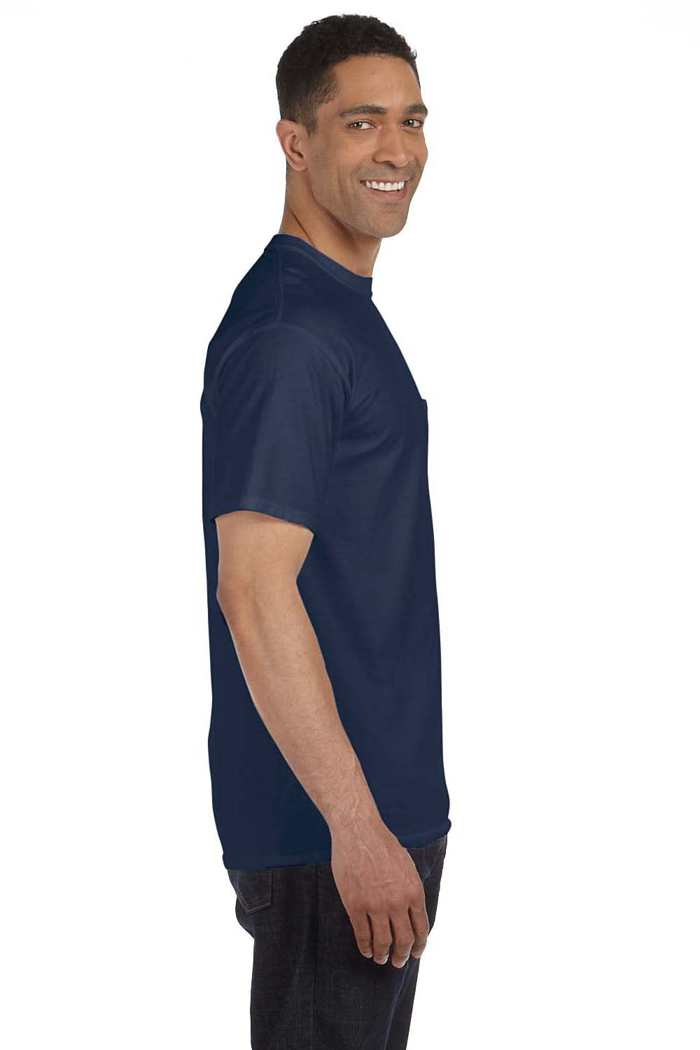 Comfort Colors 6030CC Mens Short Sleeve Crewneck T-Shirt w/ Pocket Navy Blue Side