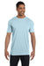 Comfort Colors 6030CC Mens Short Sleeve Crewneck T-Shirt w/ Pocket Chambray Blue Front