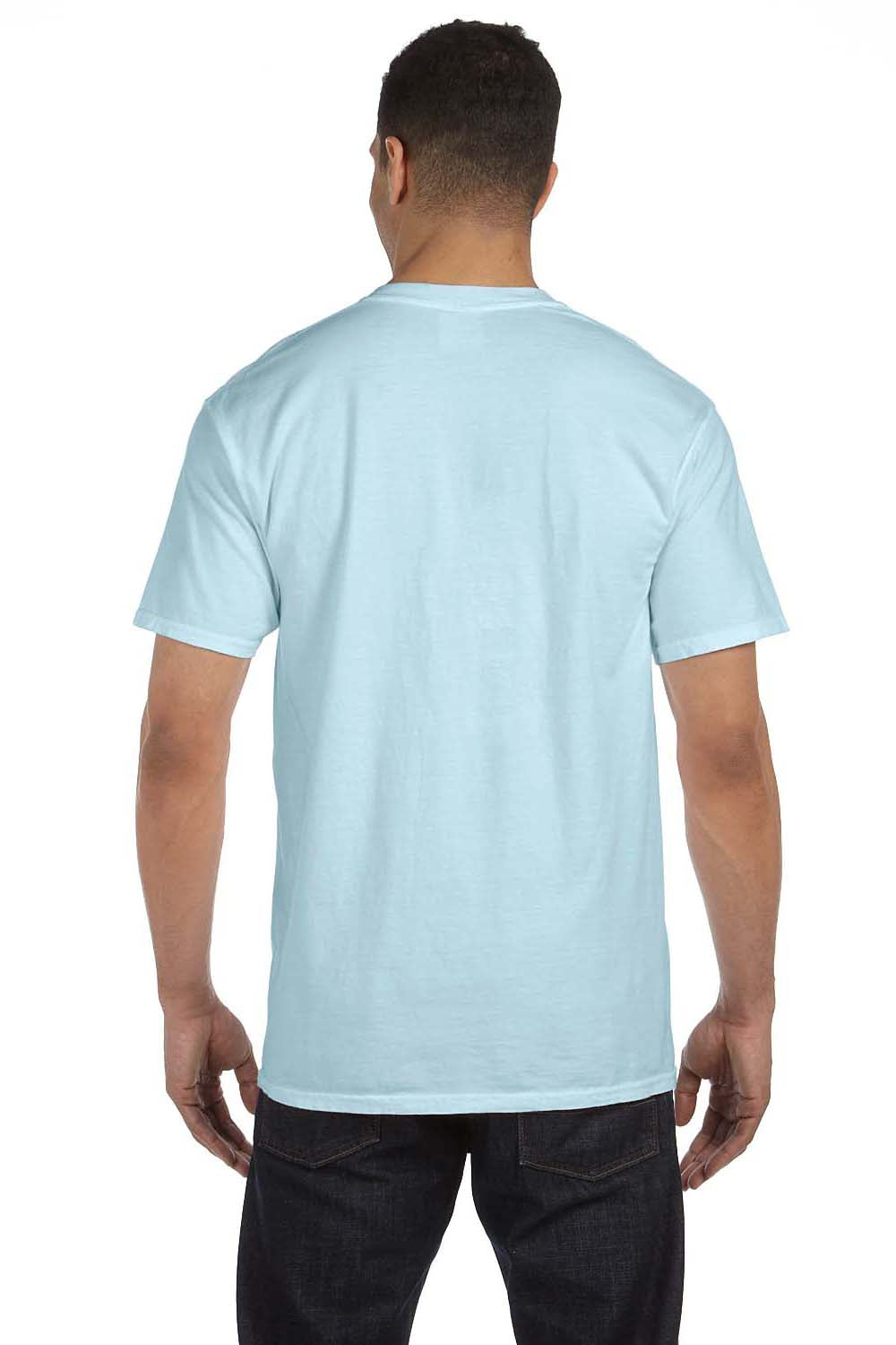 Comfort Colors 6030CC Mens Short Sleeve Crewneck T-Shirt w/ Pocket Chambray Blue Back