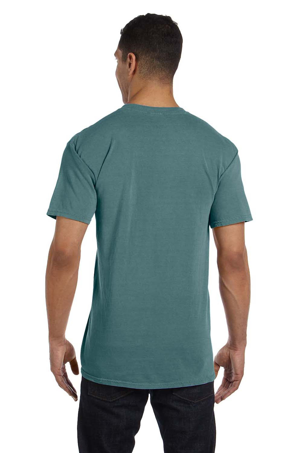 Comfort Colors 6030CC Mens Short Sleeve Crewneck T-Shirt w/ Pocket Blue Spruce Back