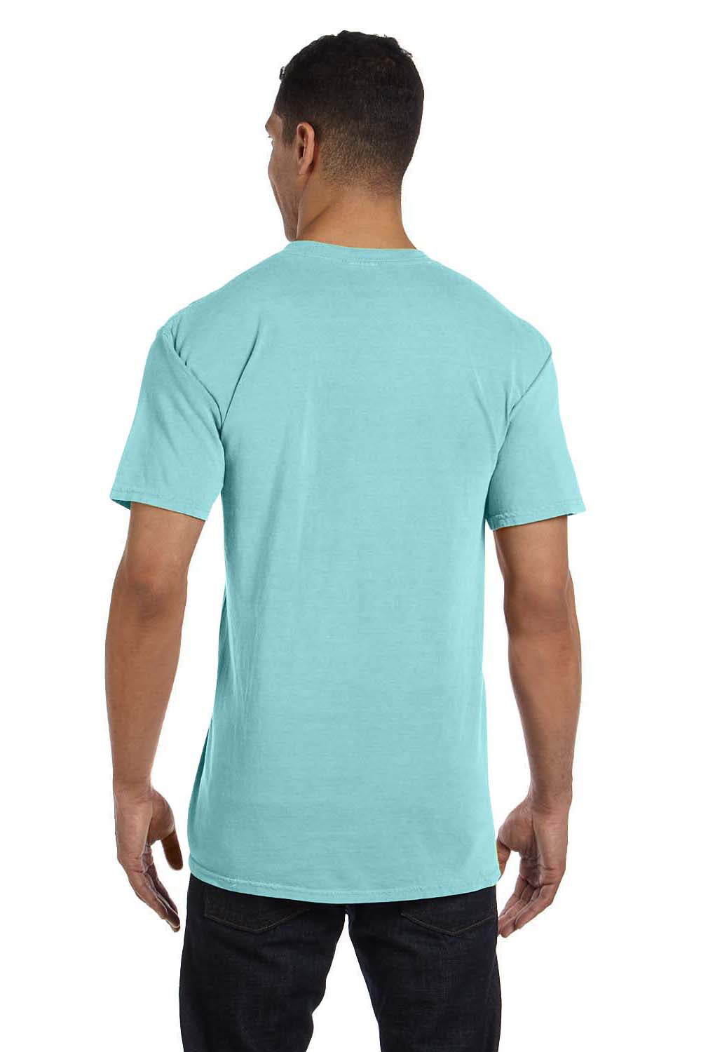 Comfort Colors 6030CC Mens Short Sleeve Crewneck T-Shirt w/ Pocket Chalky Mint Blue Back