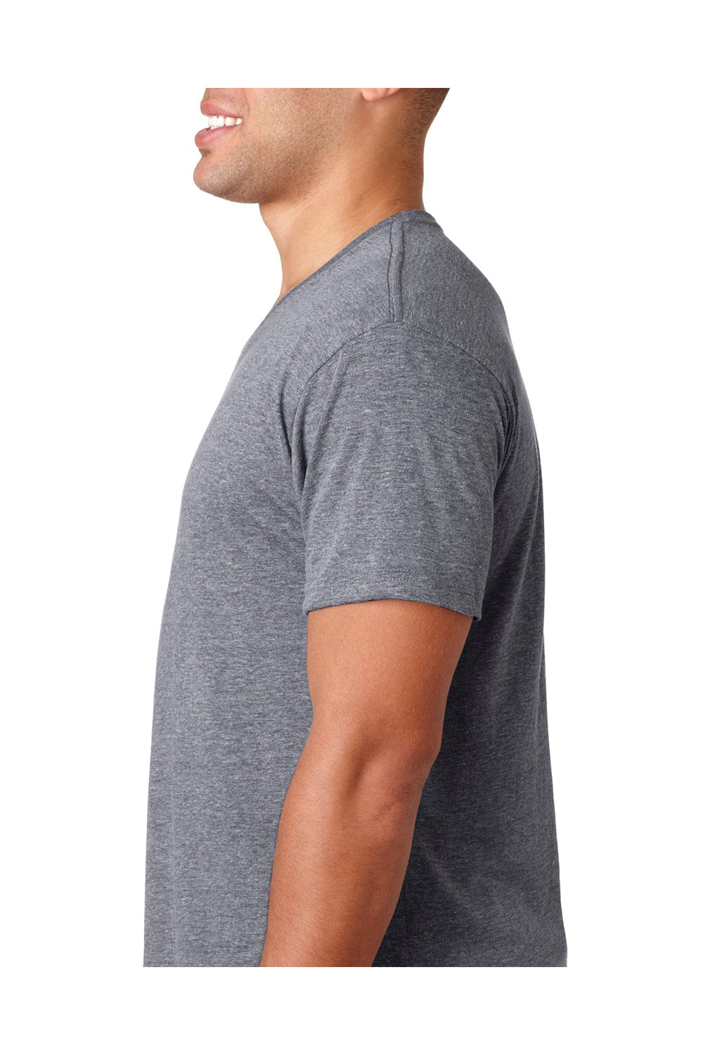 Next Level 6040 Mens Jersey Short Sleeve V-Neck T-Shirt Heather Grey Side