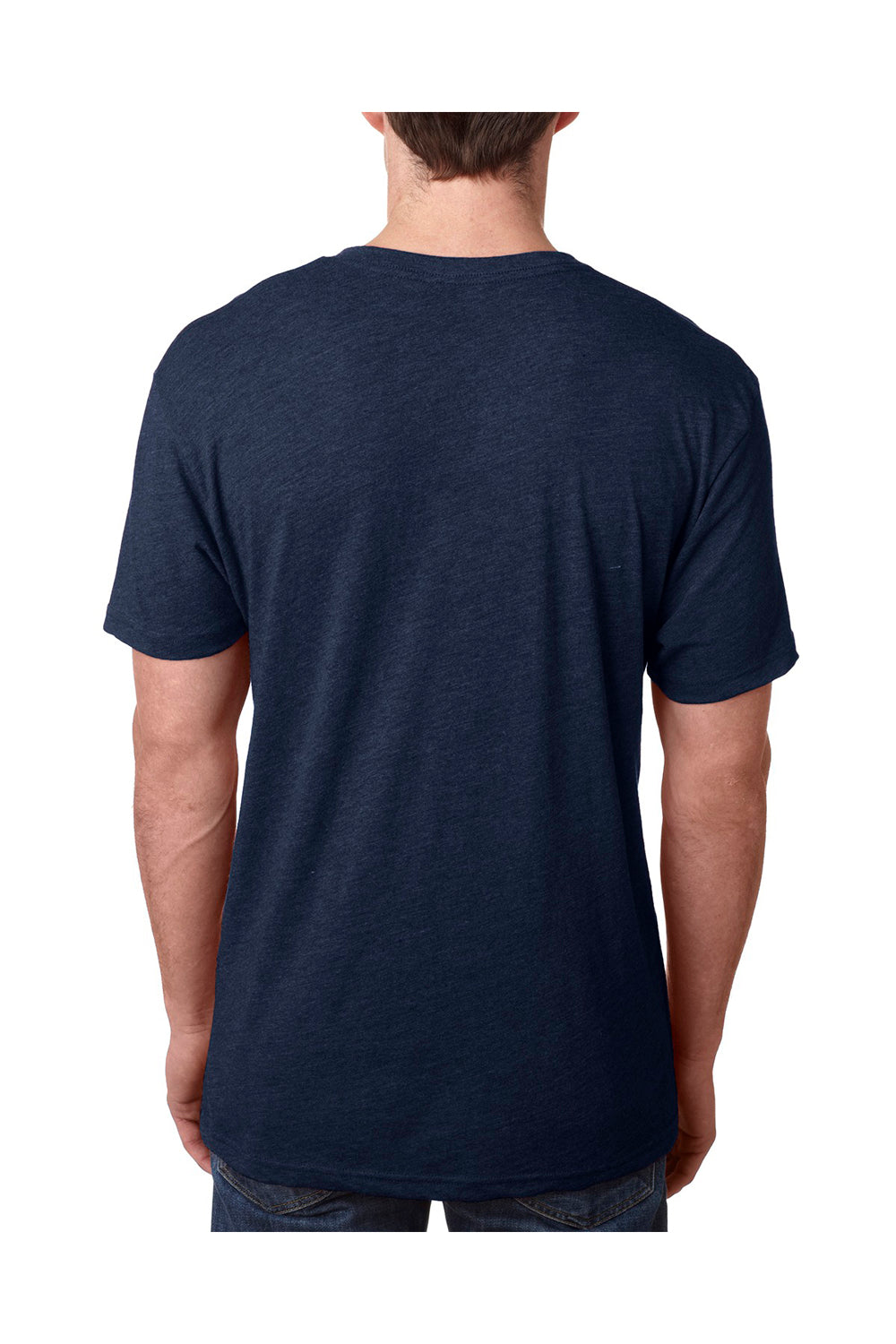 Next Level 6040 Mens Jersey Short Sleeve V-Neck T-Shirt Navy Blue Back