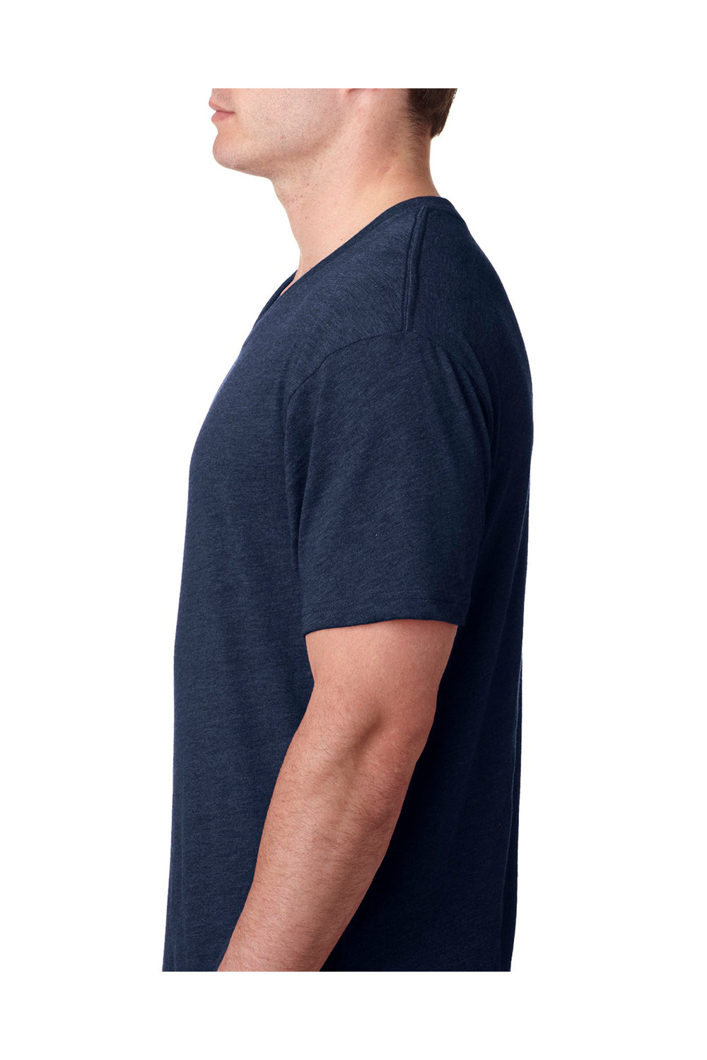 Next Level 6040 Mens Jersey Short Sleeve V-Neck T-Shirt Navy Blue Side