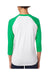 Next Level 6051 Mens Jersey 3/4 Sleeve Crewneck T-Shirt Heather White/Envy Green Back