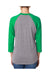 Next Level 6051 Mens Jersey 3/4 Sleeve Crewneck T-Shirt Heather Grey/Envy Green Back