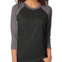 Next Level Mens Jersey 3/4 Sleeve Crewneck T-Shirt - Vintage Black/Heather Grey