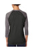 Next Level 6051 Mens Jersey 3/4 Sleeve Crewneck T-Shirt Black/Heather Grey Back