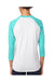 Next Level 6051 Mens Jersey 3/4 Sleeve Crewneck T-Shirt Heather White/Tahiti Blue Back