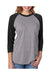 Next Level 6051 Mens Jersey 3/4 Sleeve Crewneck T-Shirt Heather Grey/Black Front