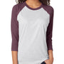 Next Level Mens Jersey 3/4 Sleeve Crewneck T-Shirt - Heather White/Vintage Purple