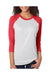 Next Level 6051 Mens Jersey 3/4 Sleeve Crewneck T-Shirt Heather White/Red Front