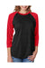 Next Level 6051 Mens Jersey 3/4 Sleeve Crewneck T-Shirt Red/Black Front