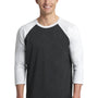 Next Level Mens Jersey 3/4 Sleeve Crewneck T-Shirt - Vintage Black/Heather White