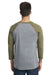 Next Level NL6051/6051 Mens Jersey 3/4 Sleeve Crewneck T-Shirt Heather Grey/Military Green Back