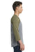 Next Level NL6051/6051 Mens Jersey 3/4 Sleeve Crewneck T-Shirt Heather Grey/Military Green SIde